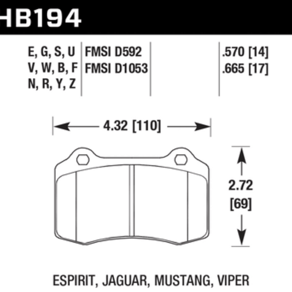 Hawk HB194G570 DTC-60 Track Brake Pads