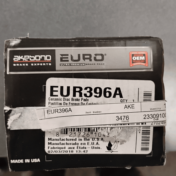 Akebono Rear Euro Ceramic Brake Pad Set BMW E36 E46 Z4