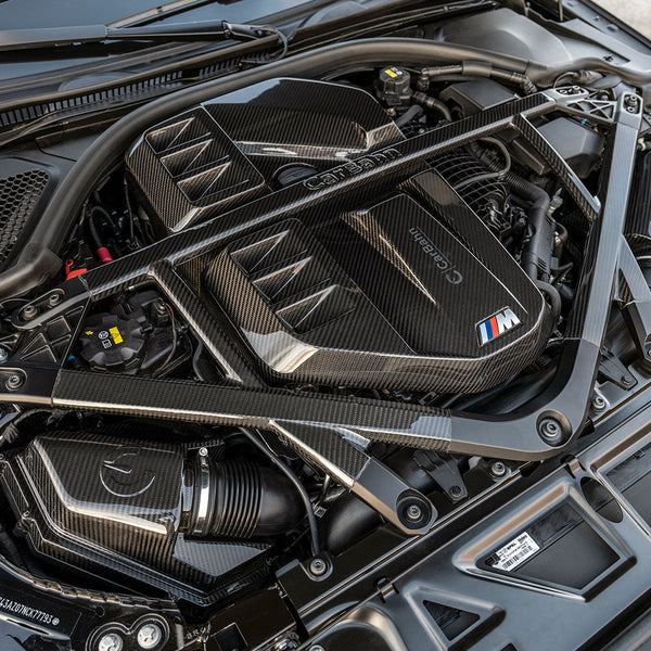 CarBahn Anodized Silver CSL Style Carbon Fiber 5-Point Strut Brace | BMW G8X M2/M3/M4 2021 - 2025 G80, G82, G83, G87
